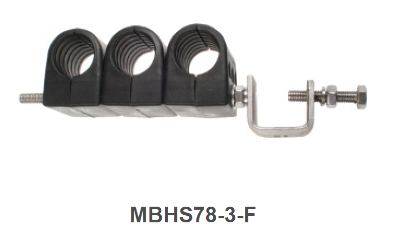 7000-00588400_rfs_01.png Kabelhalter mit drei Steckplätzen und Metallhalterung, Modell MBHS78-3-F.