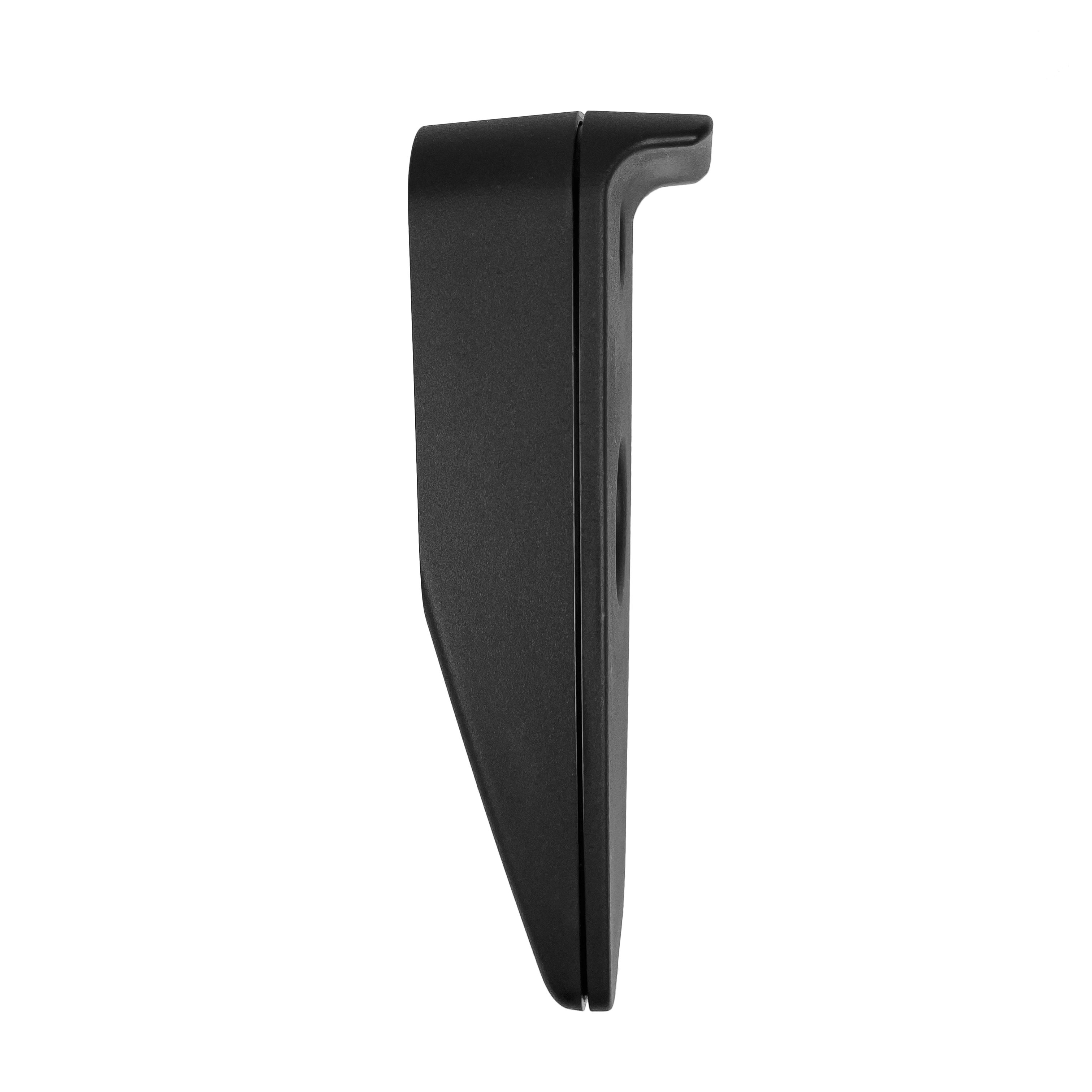 Black door handle in side view.
