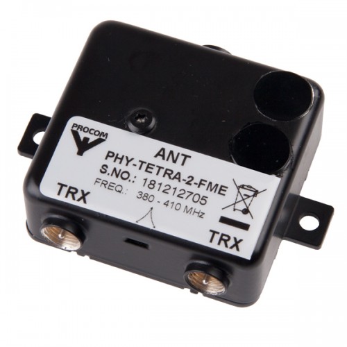 Black antenna module labeled for frequencies 380-410 MHz.