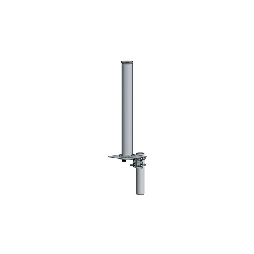 Vertical pipe connector with mounting plate, industrial use.
