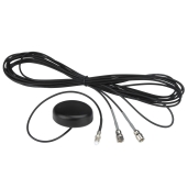 Black GPS antenna with long cable and three connectors
