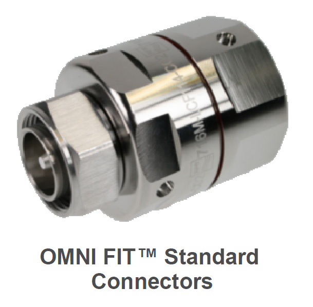 Silberner Metallstecker mit Aufschrift OMNI FIT Standard Connectors.
