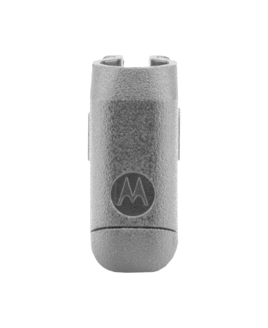 Graue, zylindrische Antennenabdeckung mit Motorola-Logo.