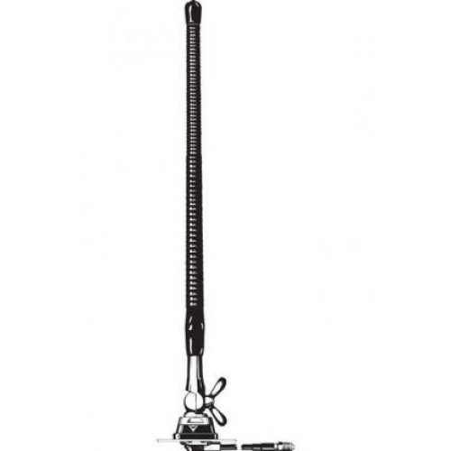 Schwarze Mobilfunkantenne mit Montagesockel.