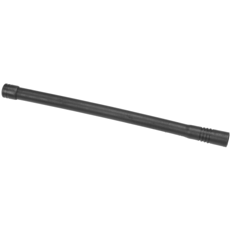 Langer schwarzer gerader Metallstab mit gerändeltem Ende.