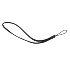 7000-00751159_mot_01.png Schwarze Handschlaufe aus Stoff mit kleiner Schlaufe am Ende.