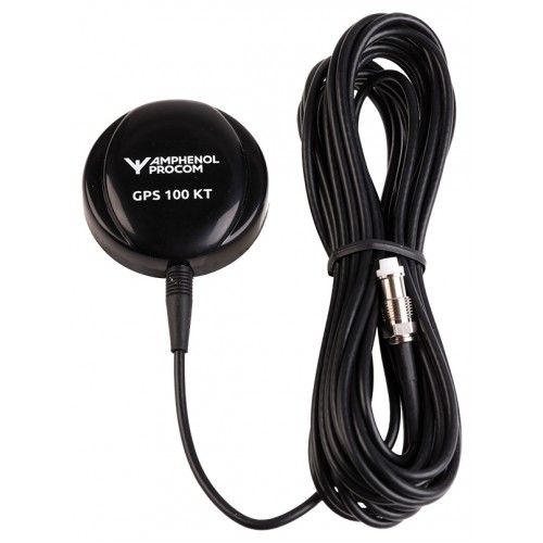 Runde GPS-Antenne mit langem Kabel und Stecker.