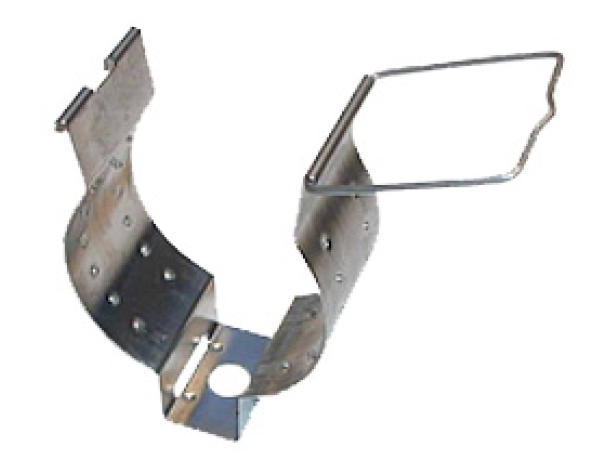 Metallhalterung mit rechteckigem Griff, geeignet zur Befestigung an einer Oberfläche.