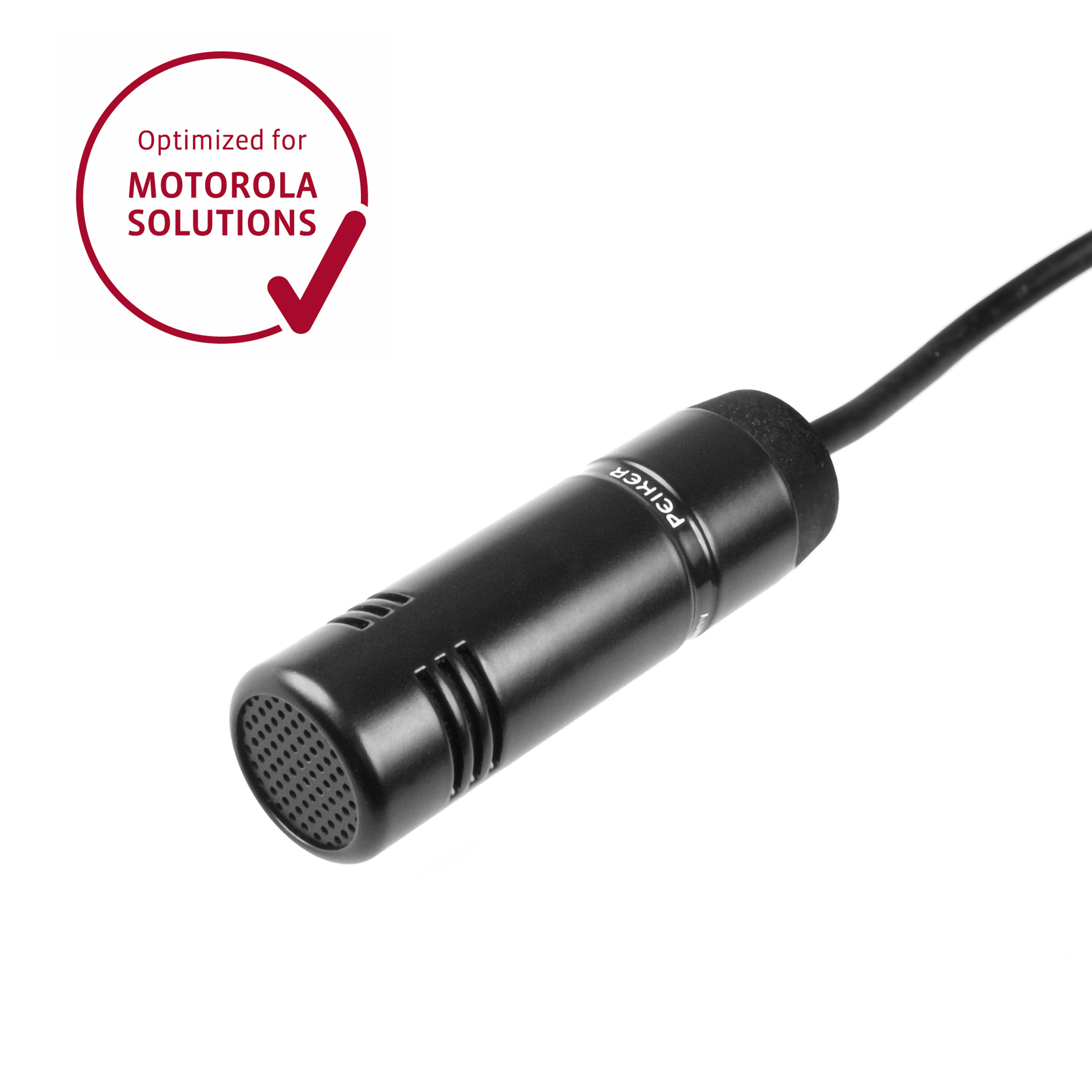 Schwarzes Mikrofon mit Kabel, geeignet für Motorola Solutions.