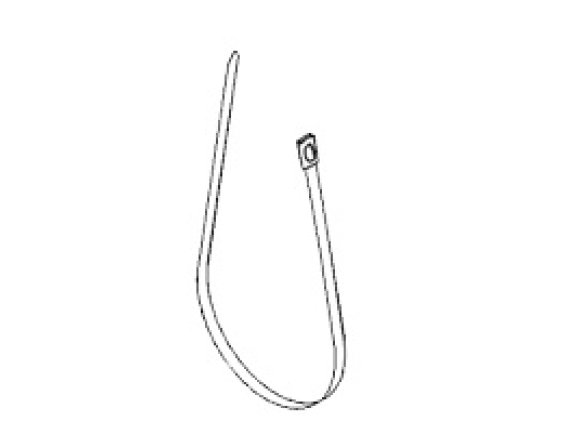 Ein Kabelbinder mit geriffeltem Stab und rechteckigem Kopf.