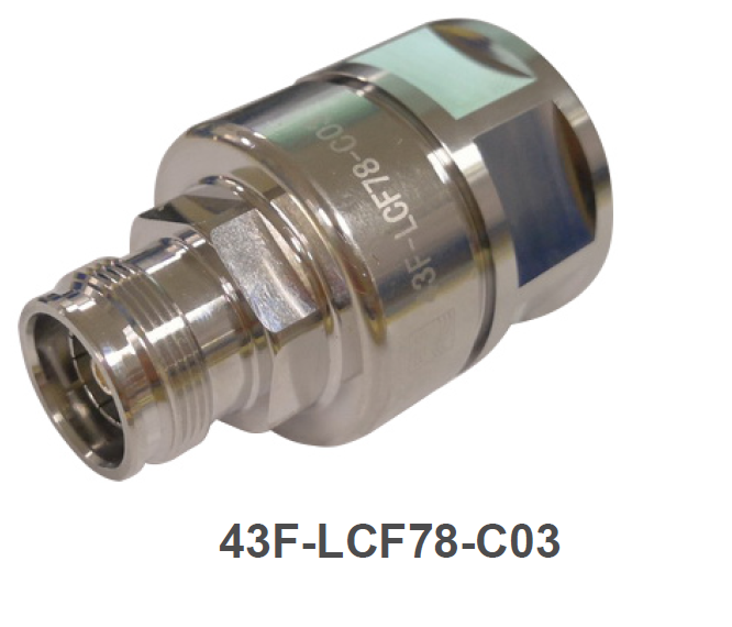 7000-00599900_rfs_01.png Silberner Anschlussadapter mit Gewinde, Aufschrift 43F-LCF78-C03.