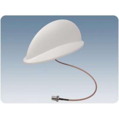Weiße Halbkugel-Antenne mit Kabel und Stecker.