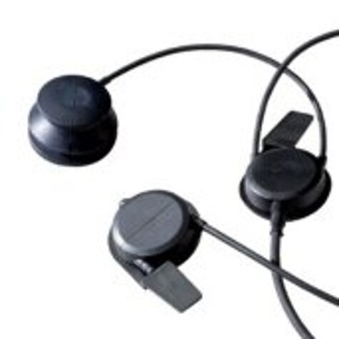 Three black round electromagnets with cables.