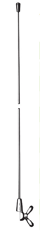 Long, thin solar lamp in silver with ground spike.