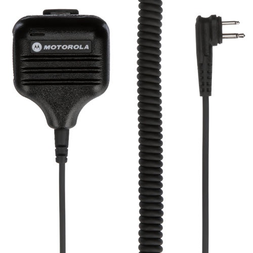 Black microphone with coiled cable and dual plug.