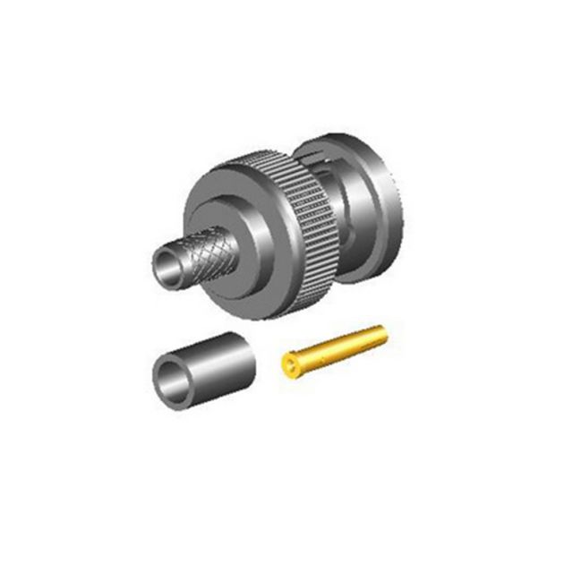 Connector with two metal sleeves and a yellow wire