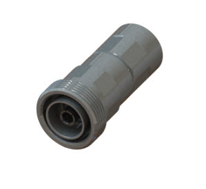 Metal connector with threads, cylindrical shape