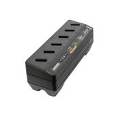 7000-00281600_mot_01.jpg Black power strip with surge protection and six outlets.