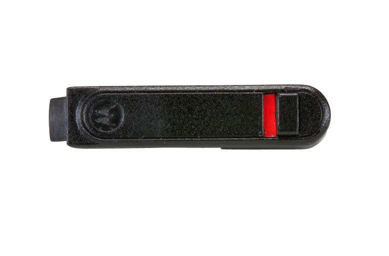 Black switch with red indicator on the right.