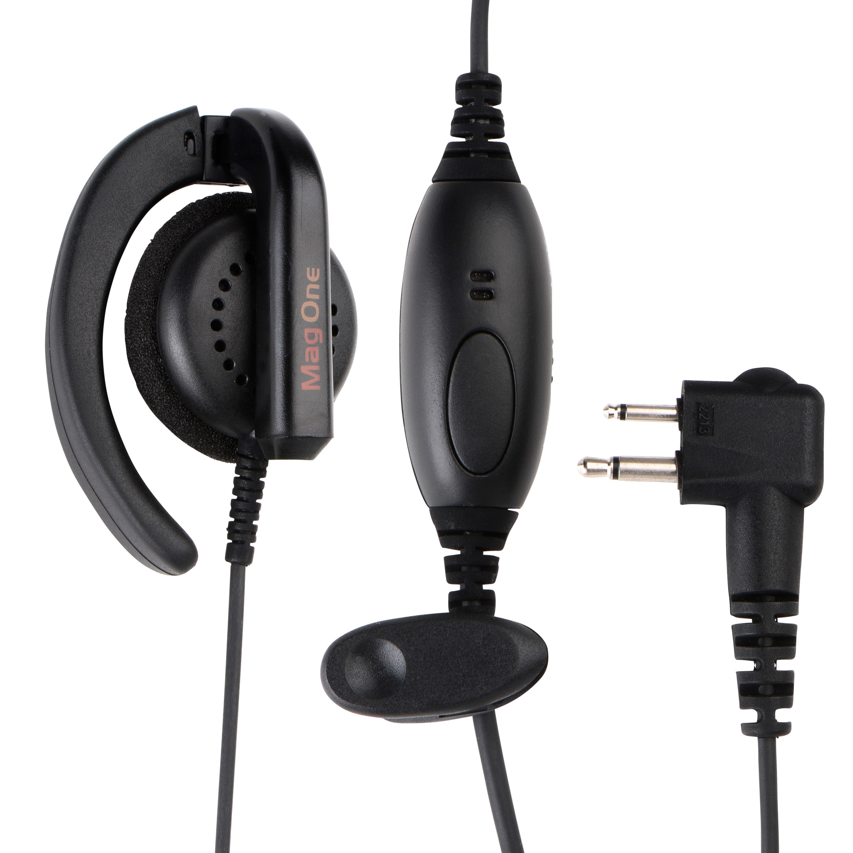 Black earphone set with 3.5mm jack and microphone.