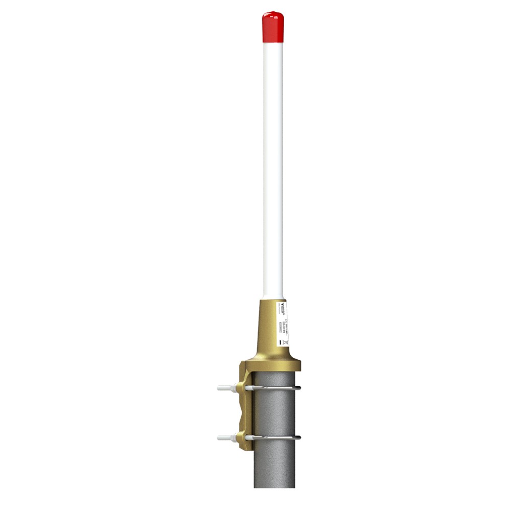 7000-00753578_pro_01.jpg Weiße Antenne mit roter Spitze, befestigt an silbernem Rohr.