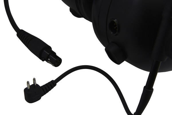 Close-up of black cable plugs and connections