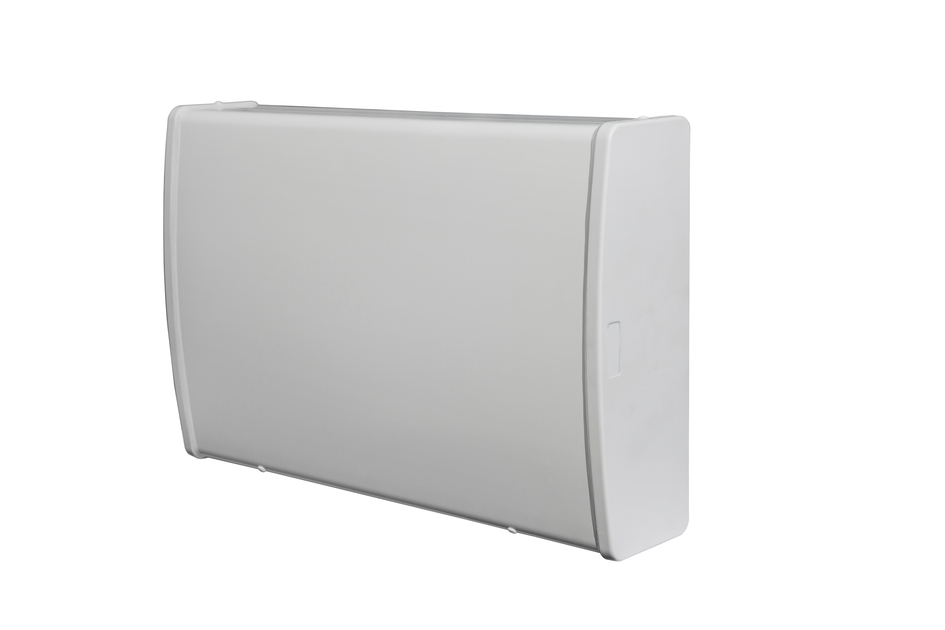 White rectangular wall box with rounded corners.