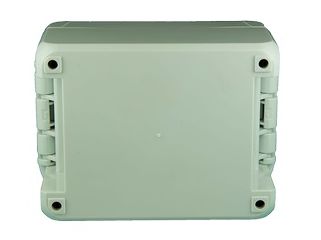 Rectangular gray enclosure with screwable corner connections.