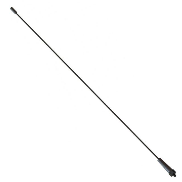 Long black radio antenna, straight, with rounded ends.