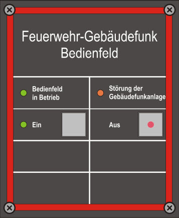 7000-00751332_akf_01.jpg Feuerwehr-Bedienfeld mit Betriebs- und Störungsanzeige, sowie Ein/Aus-Schalter.