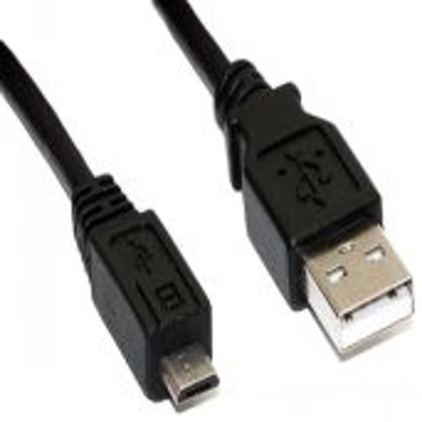 USB-Kabel mit Micro-USB- und USB-A-Stecker, schwarze Ummantelung.