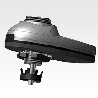 Side view of an electric grass trimmer head.