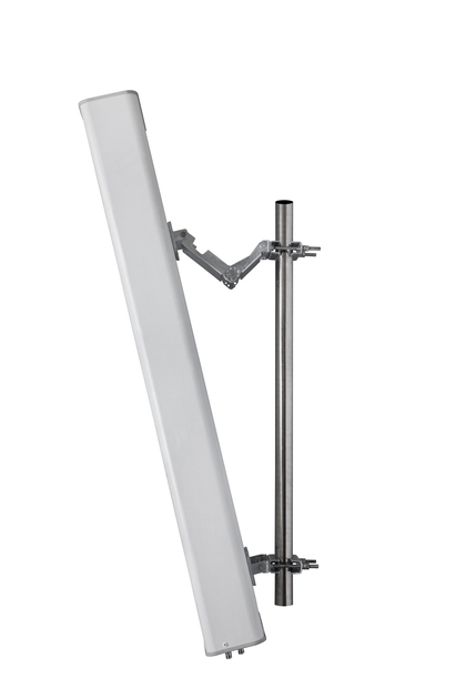 White-gray antenna mounted on metal pole
