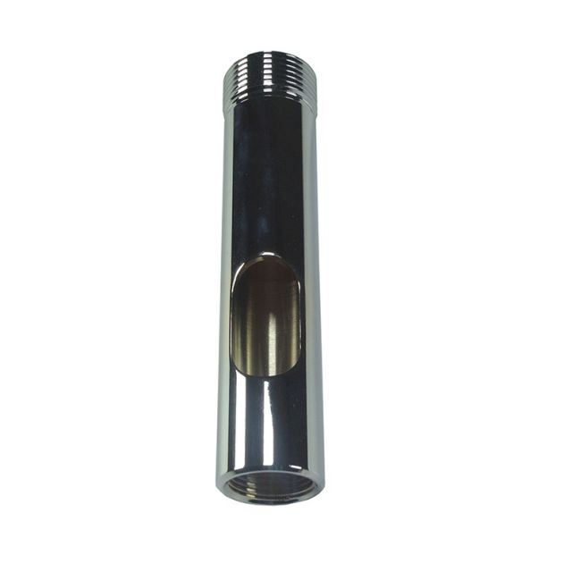Cylindrical metal tube with thread and cutout