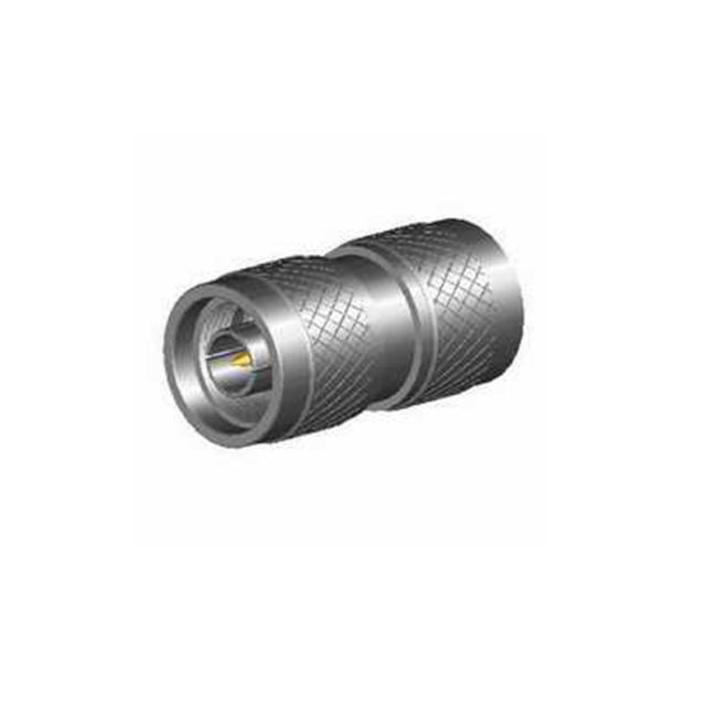 Zylindrischer Metallverbinder mit geriffelter Oberfläche.