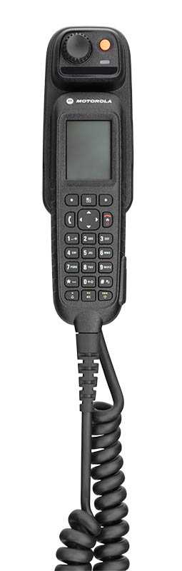 Hand microphone with keypad and coiled cable