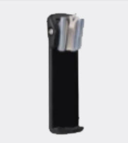 Black vertical plastic holder with three brush tips at the top.