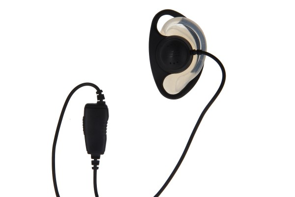 Schwarz-transparentes Ohrhörer-Headset mit Kabel.