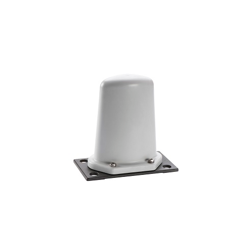 Graue Antenne auf rechteckiger Basis mit Schrauben.