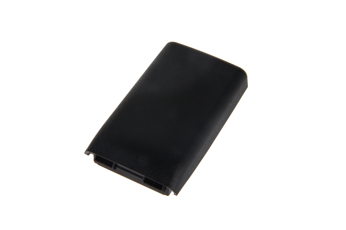 Black plastic cover, rectangular with slightly curved top.