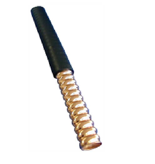 Metal rod with ribbed copper-colored tip, black handle.