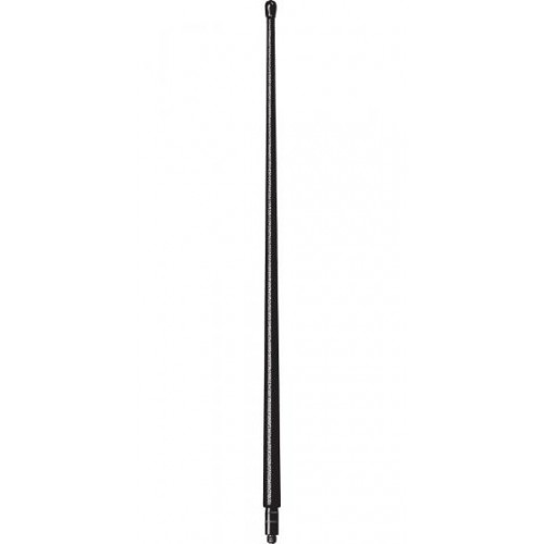 Schwarze Antenne mit rundem Knopf oben und Gewinde unten.