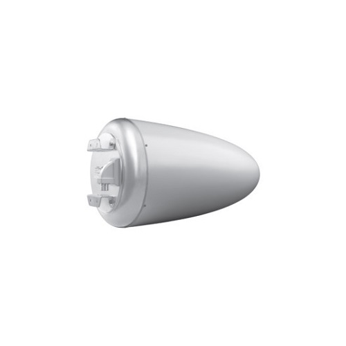 Silver, cone-shaped object with mounting mechanism.