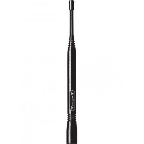 Teleskopantenne aus Metall, schwarz, ausziehbar, zylindrisch.