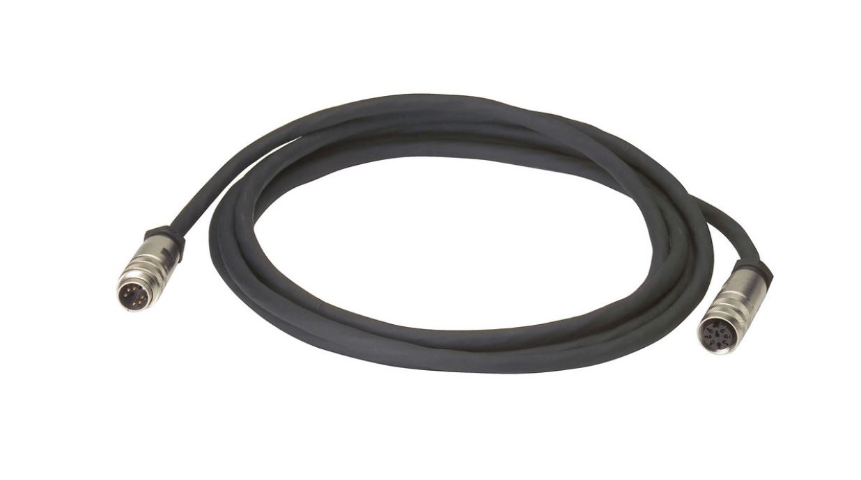 Black cable with two round multi-pin connectors.