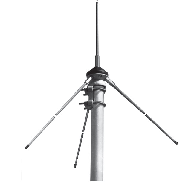 Rod antenna with multiple foldable elements on a mast.