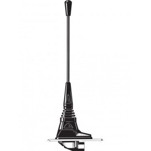 Car antenna with a long rod and base for vehicles.