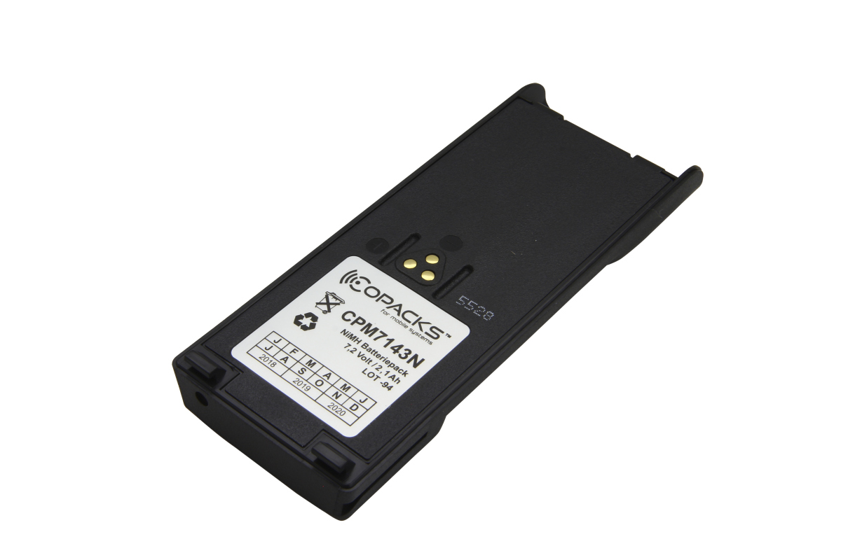 Schwarze Batterieeinheit mit CoPacks-Label und Produktinformationen.