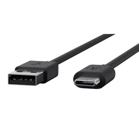 USB-A-zu-USB-C-Kabel mit schwarzem Kabel und Steckern
