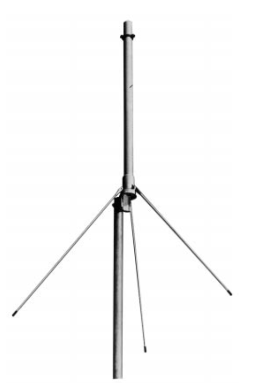 Antennenmast mit drei Streben zur Stabilisierung.